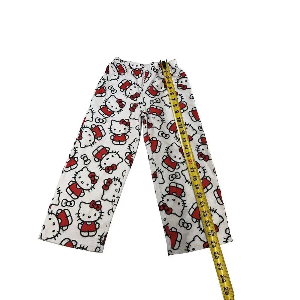 Hello Kitty by Sanrio Girls Size 6 Fleece Pajama Pants White Red All Over Print